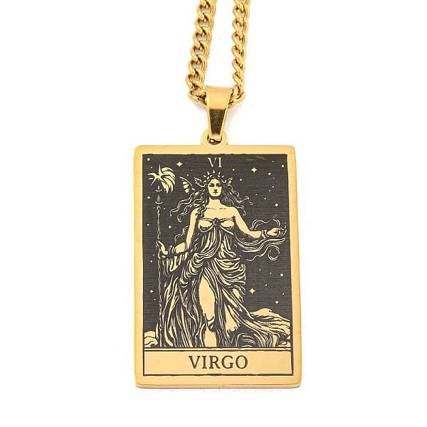 304 Stainless Steel Tarot Pendant Necklaces
