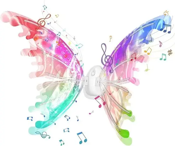 LED Electric Fairy Wings for Girls, Moving Butterfly Wings with Lights & Music, Toy for Halloween, Valentine, Birthday, Chris...
