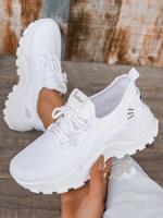 Women's Breathable Running Shoes, Casual Sporty Lace Up Platform Sneakers, Trendy All-match Sneakers for Daily Wear, Athletic...