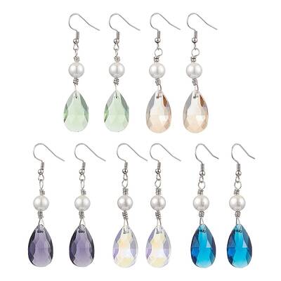 Glass and Shell Pearl Dangle Earrings