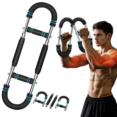 Adjustable Arm&Chest Muscle Trainer for Men- Detachable Stainless Fitness Tool With Grips, Ideal for Beginners and Enthusiast...