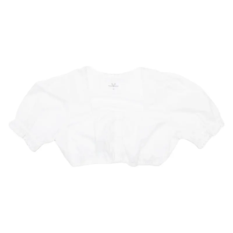 WALDSCHUTZ Womens Cropped Blouse White Puff Sleeve M