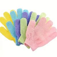 Random Color Exfoliating Massage Glove, 1 Count Body Scrub For Dead Skin Remove, Household Shower Loofah Mitt For Men Women, ...