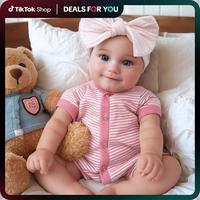 20 Inch Smiling Realistic Baby Doll Girl, Maddie Reborn Doll,Soft Weighted Body, Lifelike Newborn Gift Set for Kids Age 3+, B...