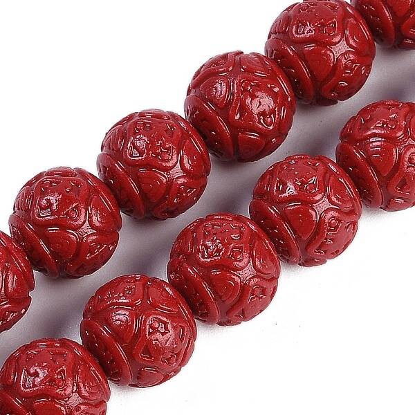 Synthetic Coral Carved Beads Strands