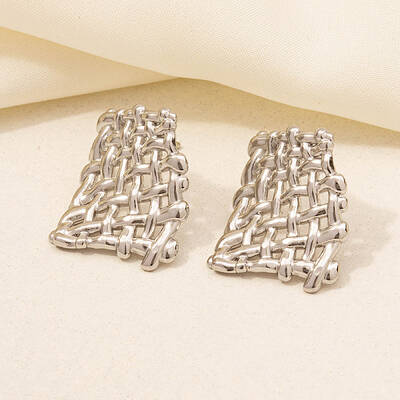 Non-Tarnish Stylish Irregular Stainless Steel Web Stud Earrings for Women