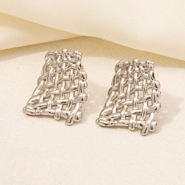 Non-Tarnish Stylish Irregular Stainless Steel Web Stud Earrings for Women
