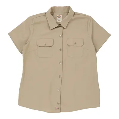 Dickies Short Sleeve Shirt - Large Beige Polyester Blend