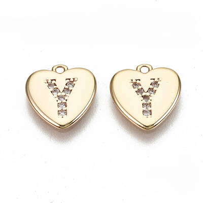 Brass Micro Pave Clear Cubic Zirconia Charms