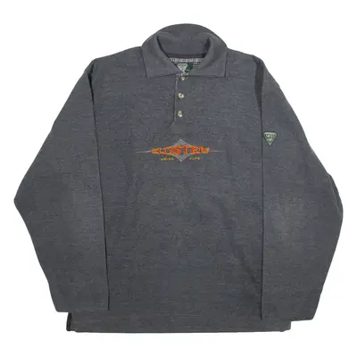SWEETLINE Womens Sweatshirt Grey Button Neck 90s L