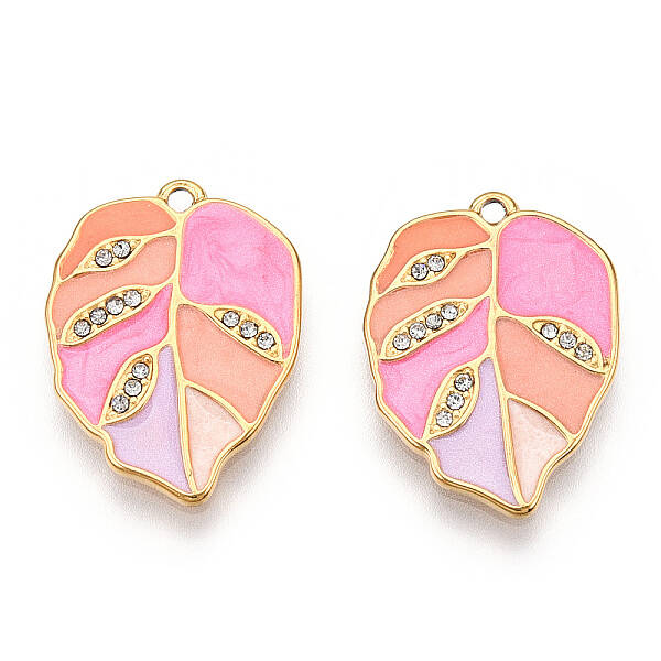 Real 18K Gold Plated 304 Stainless Steel Rhinestone Pendants