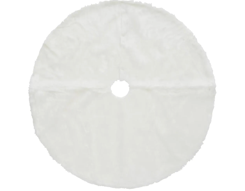 Christmas Tree Skirt With Faux Fur White