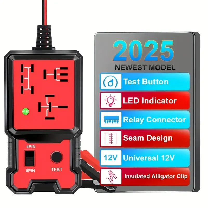 automotive  relay Professional 12V Automotive Relay Tester & Diagnostic Tool with Battery Clamp - Durable ABS Case, Fit for 4...
