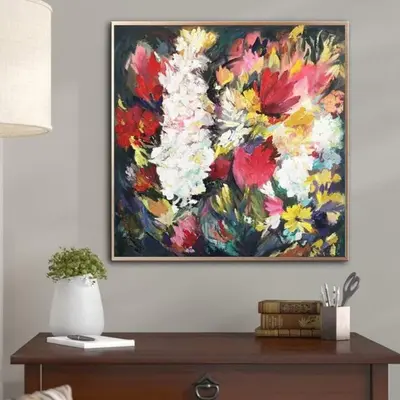 Large Original Oil Abstract Flowers Paintings On Canvas Floral Artwork Peony Painting Wall Art Modern Wall Decor | BRIGHT FLO...