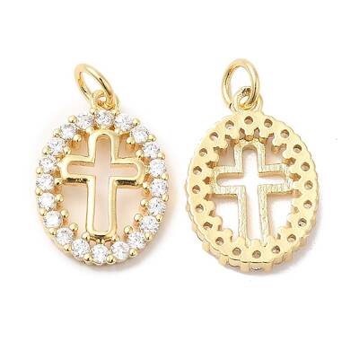 Brass Micro Pave Clear Cubic Zirconia Pendants