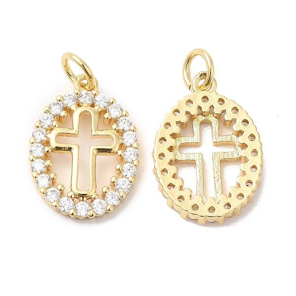 Brass Micro Pave Clear Cubic Zirconia Pendants