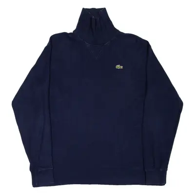 LACOSTE CHEMISE Mens Sweatshirt Blue Roll Neck 90s L