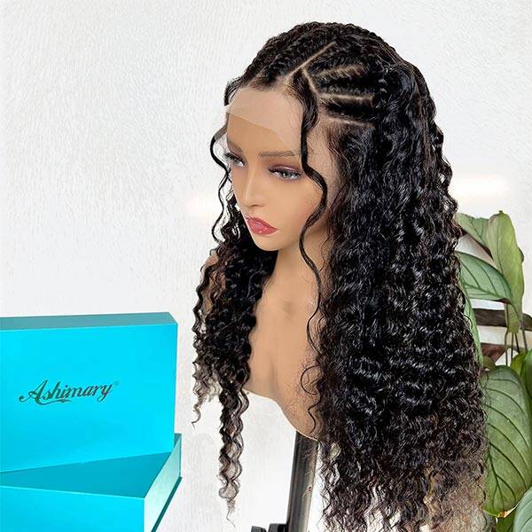 Box Braided Wigs Micro Braids Lace Front Natural Color Human Hair