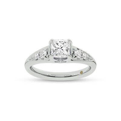 Lyon Tapered Pavé Princess Cut Lab Grown Diamond Engagement Ring | 10K White Gold 1 3/4 CT. TW.