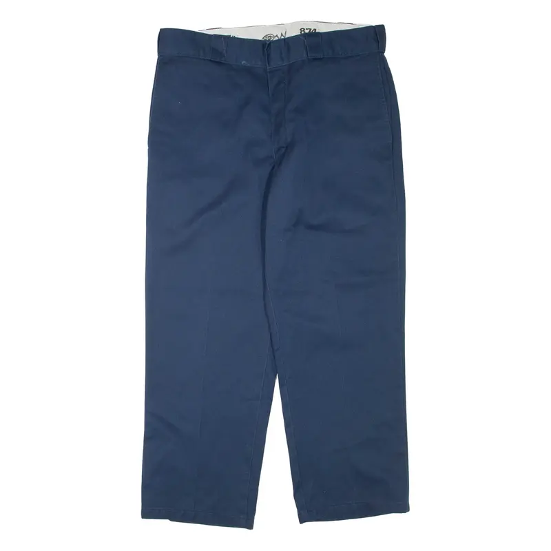 DICKIES Mens Trousers Blue Regular Straight W34 L26