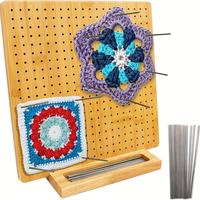 Crochet Blocking Board Set, 1 Set Including 1 Count Bamboo Blocking Board, 1 Count Bamboo Blocking Board Stand and 15pcs Stai...
