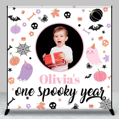 Aperturee Custom Halloween One Spooky Year Birthday Backdrop - Aperturee