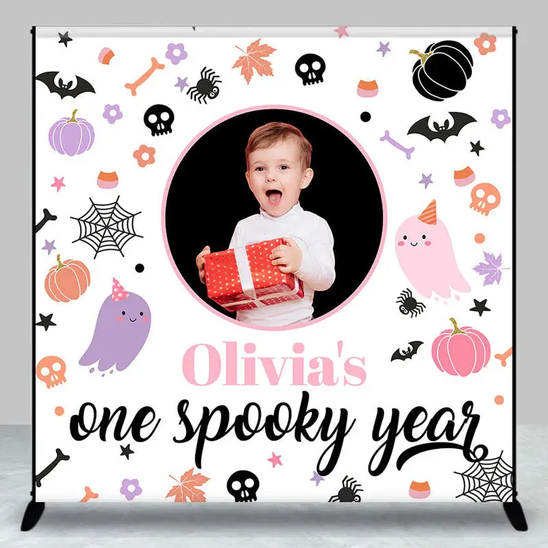 Aperturee Custom Halloween One Spooky Year Birthday Backdrop - Aperturee