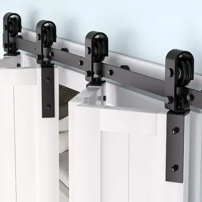 Garvee 60 in Bifold Sliding Barn Door Hardware Track Kit, Side Mounted Black Roller, Smoothly and Quietly, Easy Install, Heav...