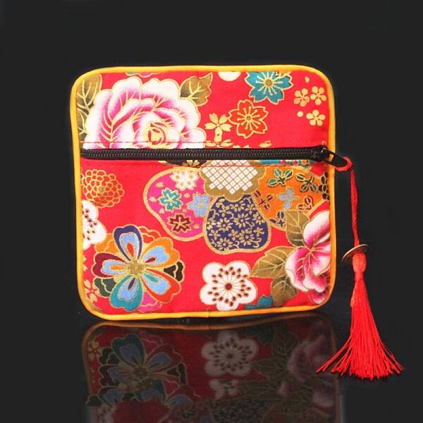 Square Chinese Style Cloth Tassel Bags