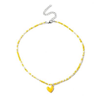 Alloy Enamel Heart Charm Necklace