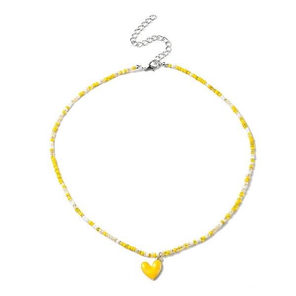 Alloy Enamel Heart Charm Necklace