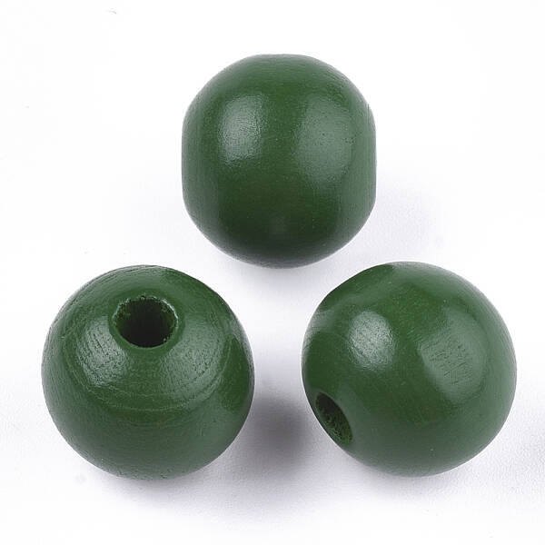 Painted Natural Wood European Beads