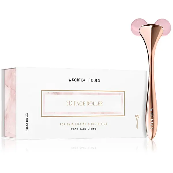 KORIKA Tools 3D Roller Rose Jade Stone Facial Massage Roller Rose Jade Stone