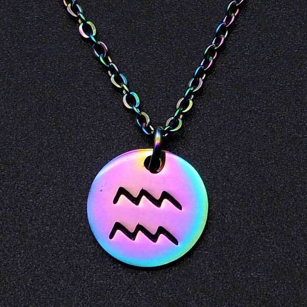 Rainbow Color Stainless Steel Constellation Pendant Necklace for Women