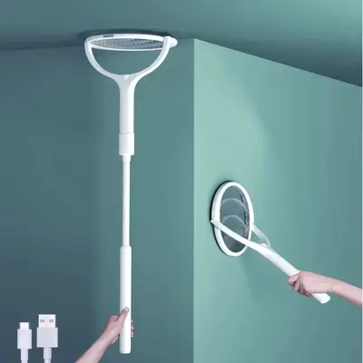 Rechargeable Rotating Head Electric Fly Swatter & Bug Zapper - Mosquito, Fruit Fly, Spider, Gnat, and Wasp Killer Racket for ...