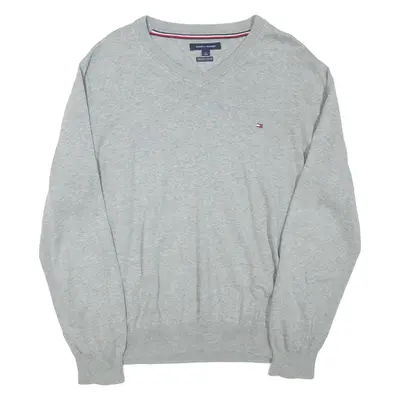 TOMMY HILFIGER Mens Jumper Grey Tight Knit L