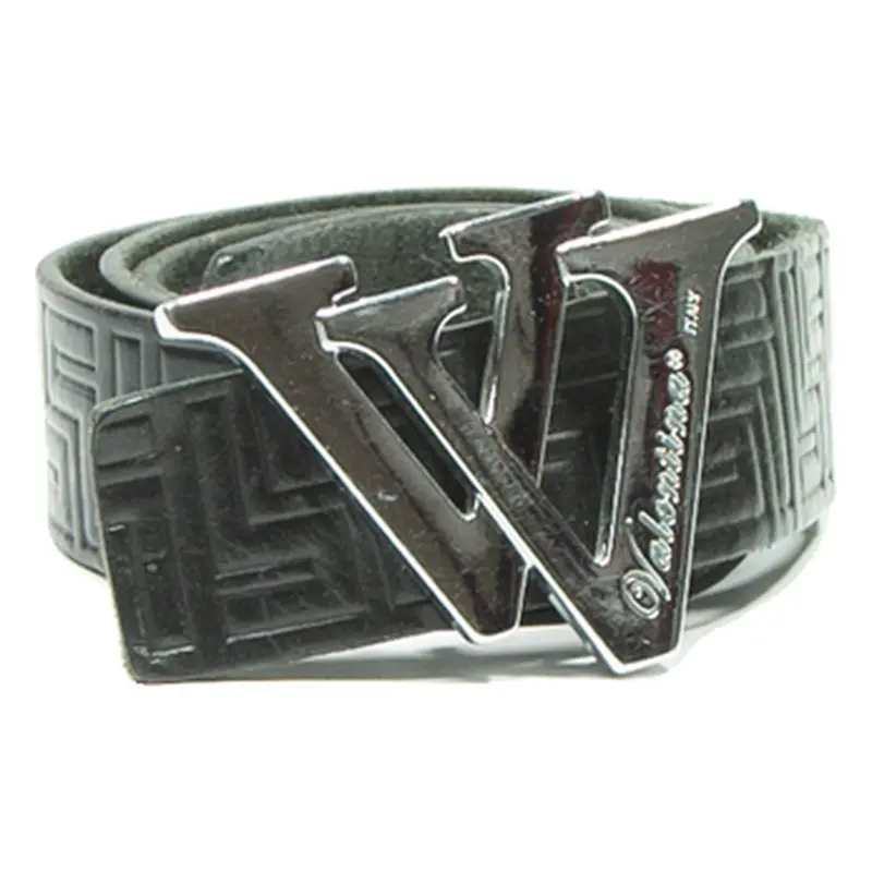 VALENTINO Womens Adjustable Belt Black Leather Geometric 42