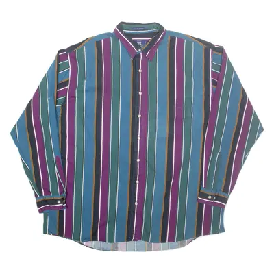 VAN HEUSEN 417 Tall Mens Shirt Blue Striped Long Sleeve XL