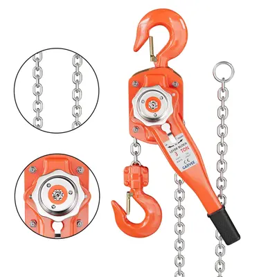 Garvee Manual Lever Chain Hoist 3 Ton G80 Galvanized Steel Chain Weston Double Pawl Brake 360° Swivel Hook Compact Design fo...