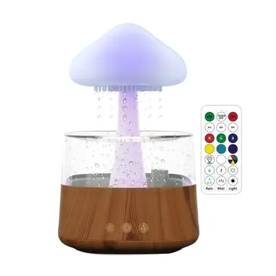 Rain Cloud Humidifier Mushroom Diffuser Cute Lamp Raindrop Sound Relaxing Meditation Gift 450ml High Quality