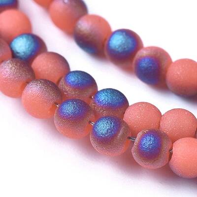 Electroplated Frosted Glass Bead Strands