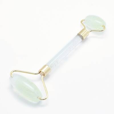 Green Watermelon Stone Glass Brass Face Massager