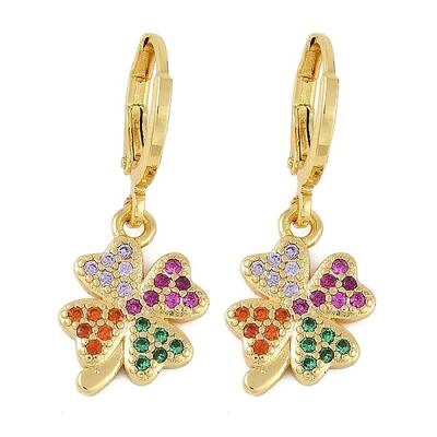Brass Micro Pave Cubic Zirconia Hoop Earrings for Women