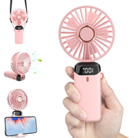 3-in-1 Multi-Function Fan, 5000mAh USB-C Rechargeable Mini Travel Fan,  Adjustable Lanyard and Bracket ,18 Hours, Digital Dis...