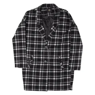 YES OR NO Jacket Black Wool Plaid Womens M