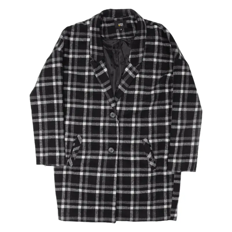 YES OR NO Jacket Black Wool Plaid Womens M
