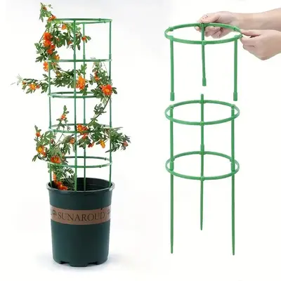 Plant Support, 36pcs/set Plant Stakes, Half Round Plant Support Ring, Plastic Plant Cage Holder, Flower Pot Climbing Trelli...