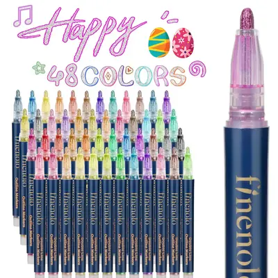 Outline Shimmer Markers, 36 & 48 Glitter Metallic Gel Pens for Coloring, Tween Teen Girl Birthday Gifts Trendy Stuff, Cool Fu...