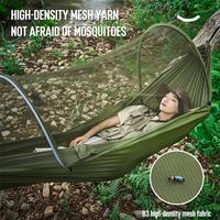 Automatic Quick-Open Hammock with Mosquito Net, Outdoor Single/Double Nylon Camping Hammock with Poles, Mosquito-Proof Outdoo...