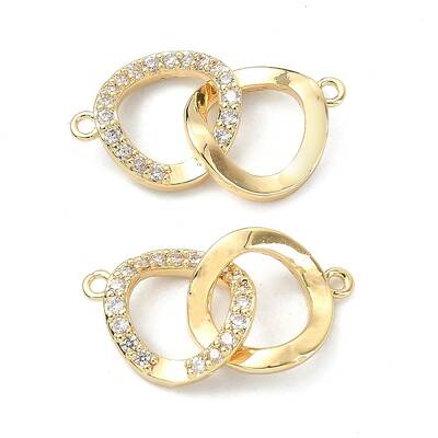 Rack Plating Brass Micro Pave Clear Cubic Zirconia Connector Charms